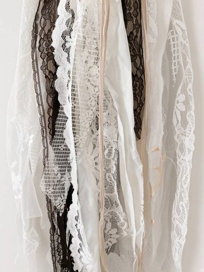 Alternate image for Handcrafted Bohemian dress with crochet lace and multi-fabric distressed fabric skirt