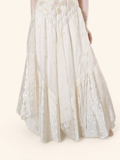 Alternate image for Ethereal Empire Waist Lace Wedding Gown in Ivory and Champagne