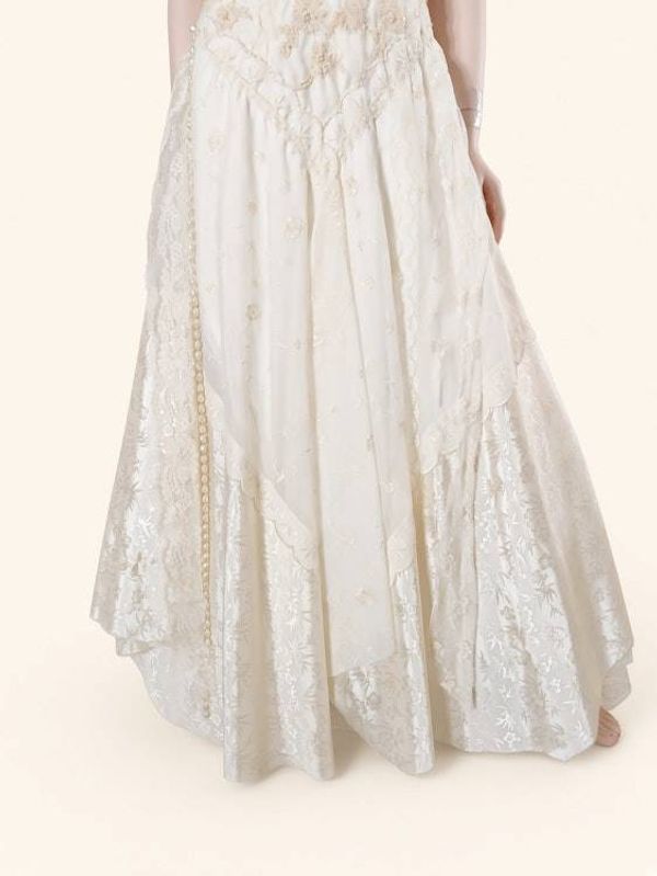 Alternate image for Ethereal Empire Waist Lace Wedding Gown in Ivory and Champagne