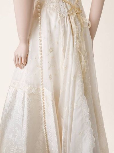 Alternate image for Ethereal Empire Waist Lace Wedding Gown in Ivory and Champagne
