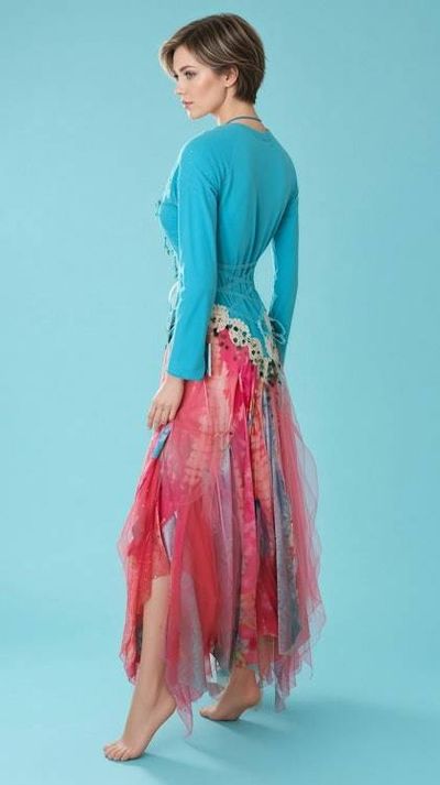 Alternate image for Pink and aqua Bohemian maxi dress with embellished bodice