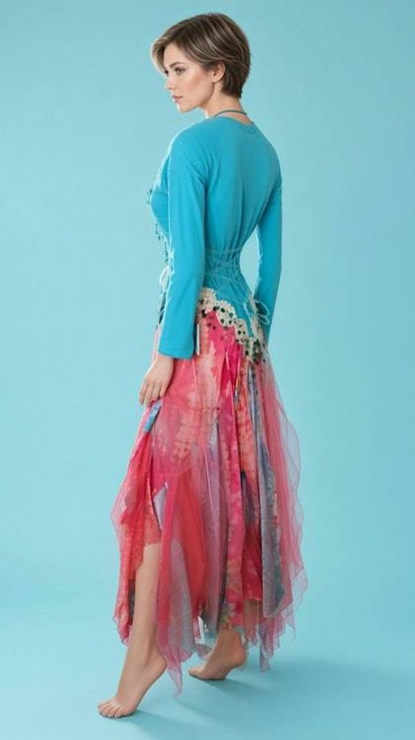 Alternate image for Pink and aqua Bohemian maxi dress with embellished bodice