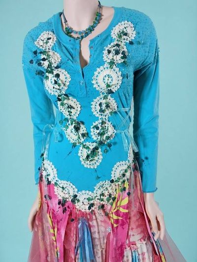 Alternate image for Pink and aqua Bohemian maxi dress with embellished bodice