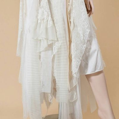 Alternate image for Vintage-Inspired ivory lace and tulle asymmetric evening or wedding dress