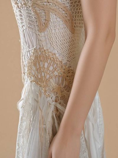 Alternate image for Vintage-Inspired ivory lace and tulle asymmetric evening or wedding dress