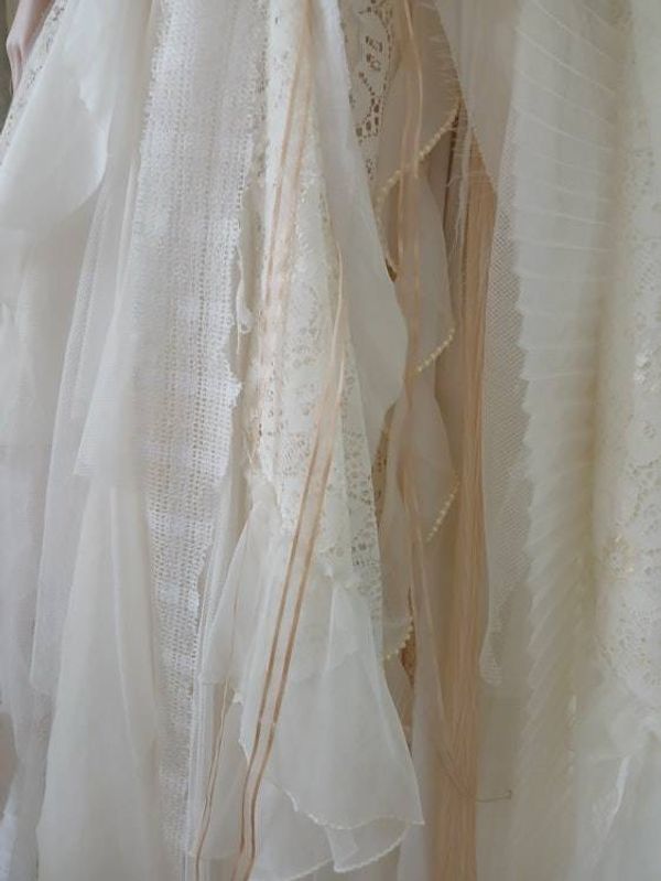 Alternate image for Vintage-Inspired ivory lace and tulle asymmetric evening or wedding dress
