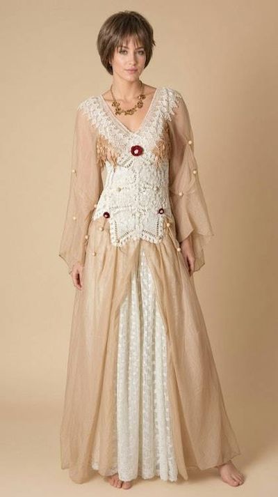 Primary image for Sand colored Bohemian style dress with ethereal sleeves