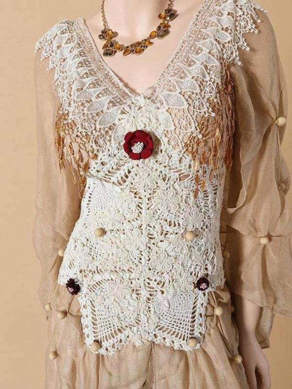 Alternate image for Sand colored Bohemian style dress with ethereal sleeves