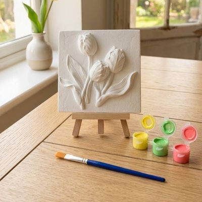 Primary image for Paint-Your-Own Tulip Relief Art Canvas with Easel and Paints Set