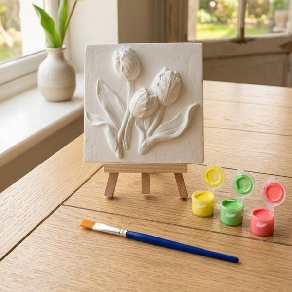 Alternate image for Paint-Your-Own Tulip Relief Art Canvas with Easel and Paints Set