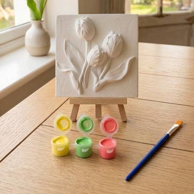 Alternate image for Paint-Your-Own Tulip Relief Art Canvas with Easel and Paints Set