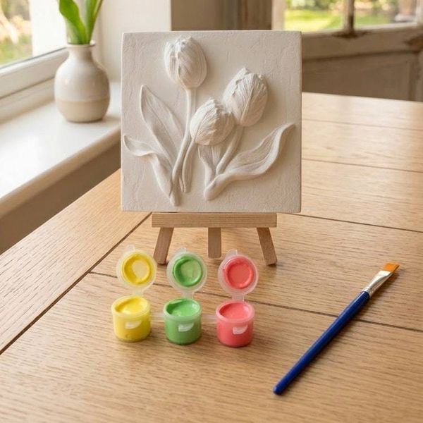 Alternate image for Paint-Your-Own Tulip Relief Art Canvas with Easel and Paints Set
