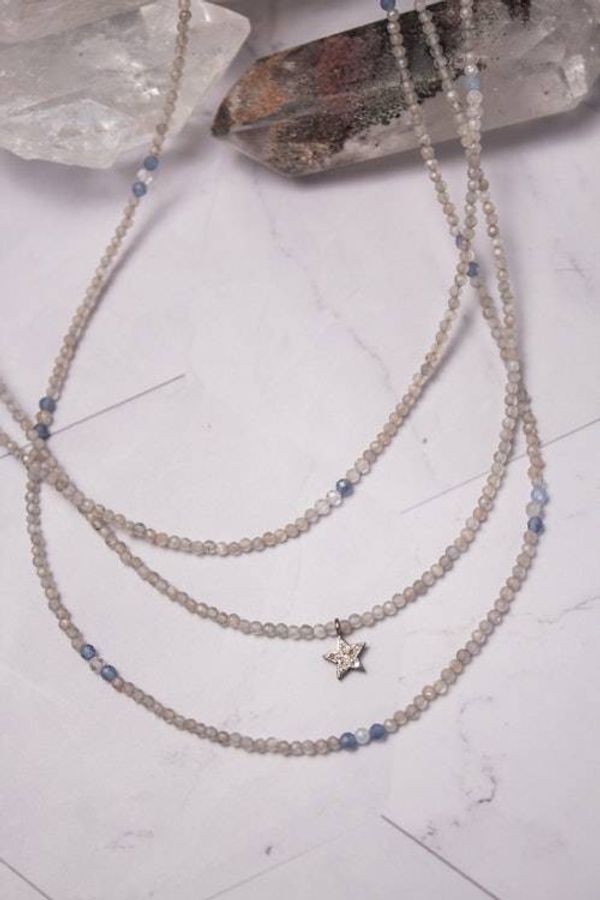 Alternate image for Gray Moonstone Celestial Whisper Trio Layering Necklaces