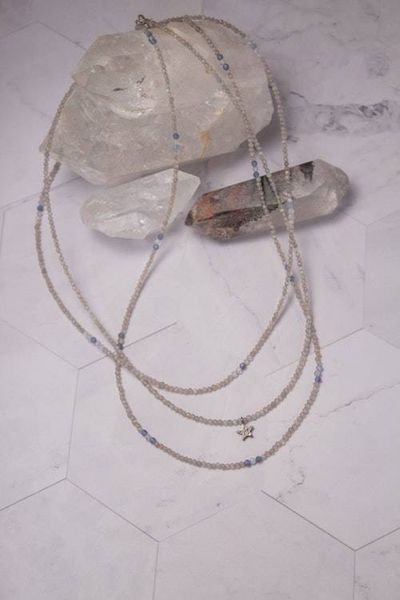 Alternate image for Gray Moonstone Celestial Whisper Trio Layering Necklaces