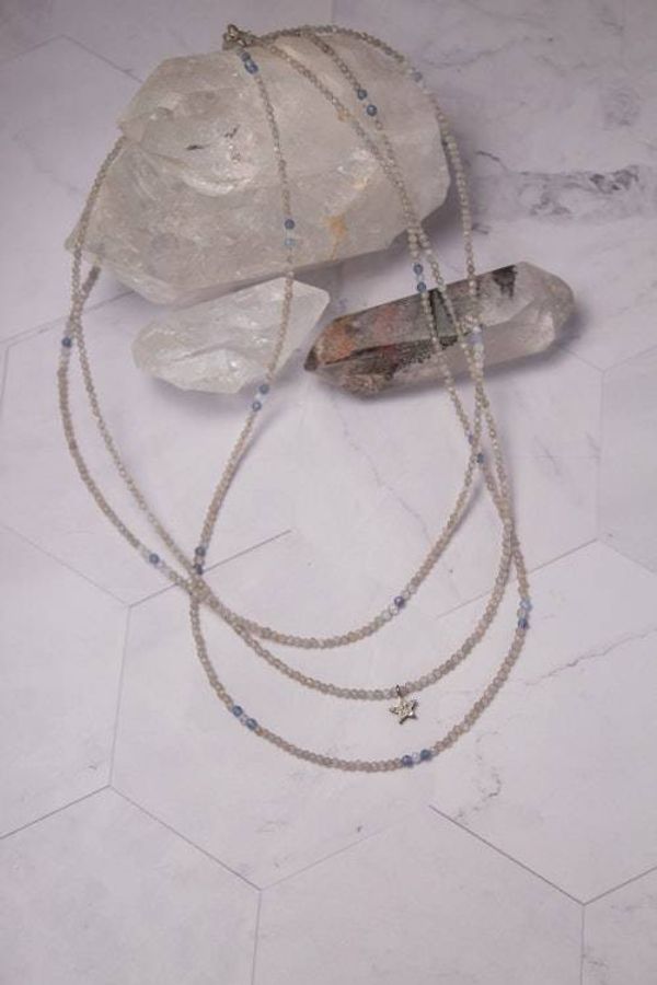 Alternate image for Gray Moonstone Celestial Whisper Trio Layering Necklaces
