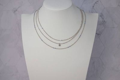 Alternate image for Gray Moonstone Celestial Whisper Trio Layering Necklaces