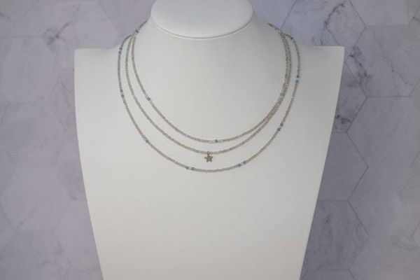 Alternate image for Gray Moonstone Celestial Whisper Trio Layering Necklaces
