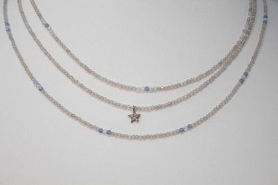 Alternate image for Gray Moonstone Celestial Whisper Trio Layering Necklaces