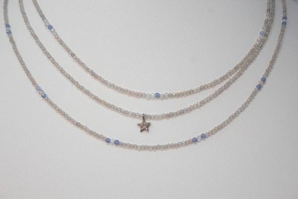 Alternate image for Gray Moonstone Celestial Whisper Trio Layering Necklaces