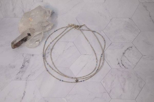 Alternate image for Gray Moonstone Celestial Whisper Trio Layering Necklaces