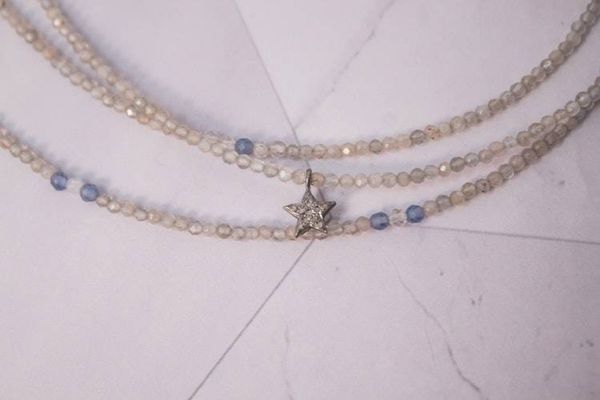 Alternate image for Gray Moonstone Celestial Whisper Trio Layering Necklaces