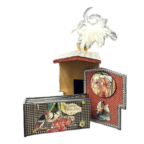 Alternate image for Whimsical Recycled Metal and Paper Train Locomotive Sculpture with Feather Plume and Hidden Mini Album
