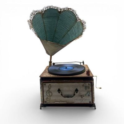 Alternate image for Vintage-Style Handcrafted Decorative Gramophone Paper Art Creation with Decorative Horn Speaker and Coordinating Mini Album