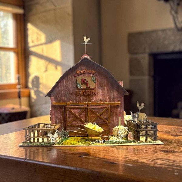 Alternate image for Handcrafted Miniature Farm Barn Paper Art Creation Diorama with Rustic Details and Hidden Mini Album