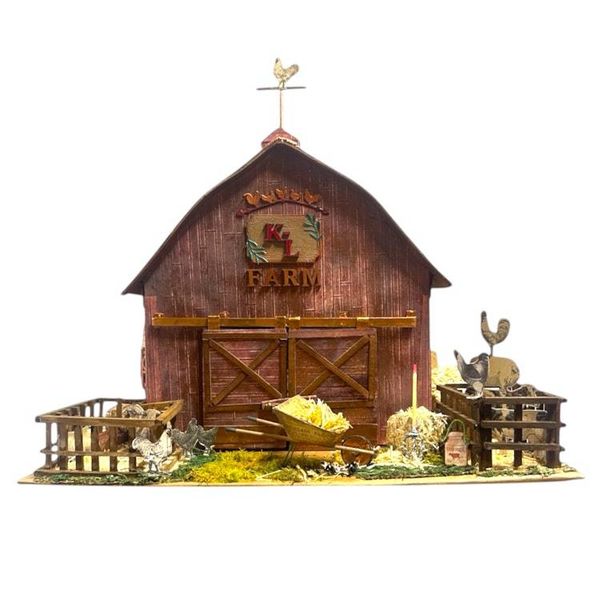 Alternate image for Handcrafted Miniature Farm Barn Paper Art Creation Diorama with Rustic Details and Hidden Mini Album