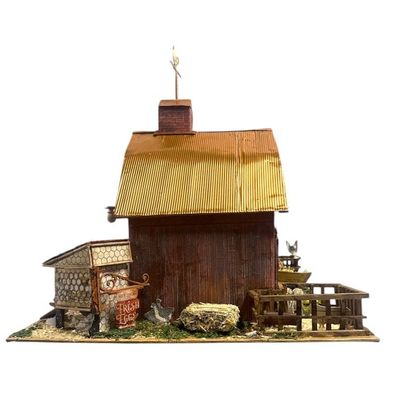 Alternate image for Handcrafted Miniature Farm Barn Paper Art Creation Diorama with Rustic Details and Hidden Mini Album