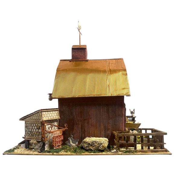 Alternate image for Handcrafted Miniature Farm Barn Paper Art Creation Diorama with Rustic Details and Hidden Mini Album