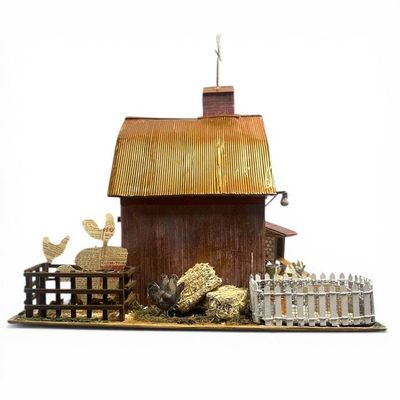 Alternate image for Handcrafted Miniature Farm Barn Paper Art Creation Diorama with Rustic Details and Hidden Mini Album