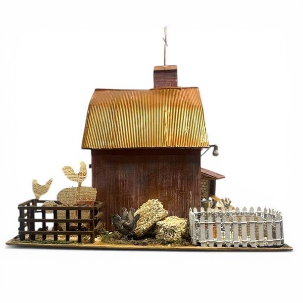 Alternate image for Handcrafted Miniature Farm Barn Paper Art Creation Diorama with Rustic Details and Hidden Mini Album