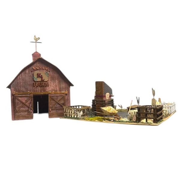 Alternate image for Handcrafted Miniature Farm Barn Paper Art Creation Diorama with Rustic Details and Hidden Mini Album
