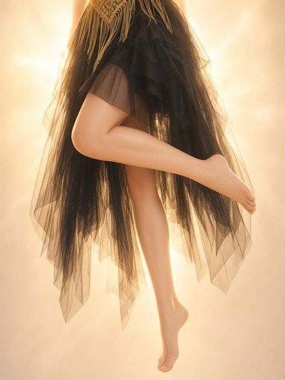 Alternate image for Handcrafted dress, with gold net bodice, black tulle skirt and lace up back
