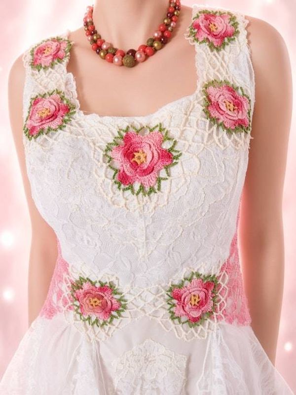 Alternate image for Ethereal handkerchief hem dress with floral crochet, lace, corset style back and tulle detail