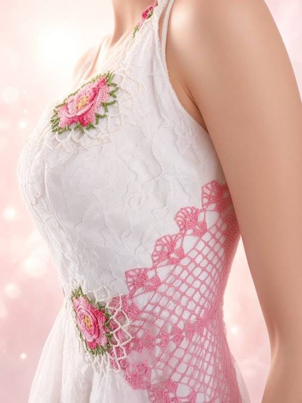 Alternate image for Ethereal handkerchief hem dress with floral crochet, lace, corset style back and tulle detail