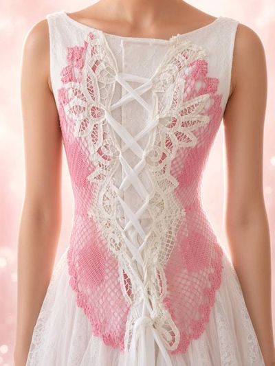 Alternate image for Ethereal handkerchief hem dress with floral crochet, lace, corset style back and tulle detail