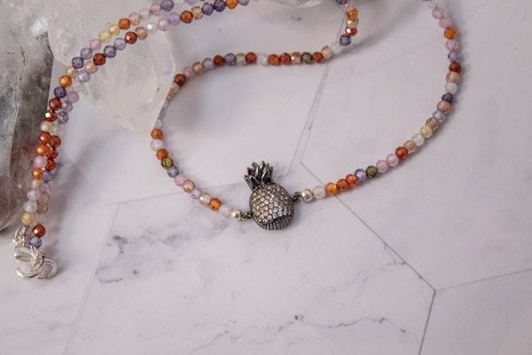 Alternate image for Tropical Sparkle Cubic Zirconia Pineapple Necklace