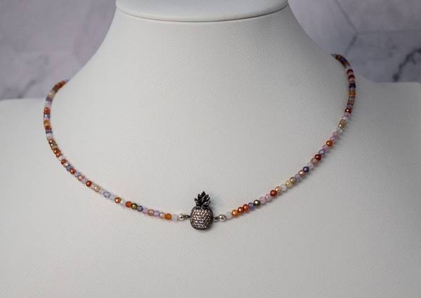 Alternate image for Tropical Sparkle Cubic Zirconia Pineapple Necklace