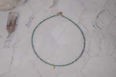 Alternate image for Moonlit Tide Turquoise and Brass Crescent Moon Necklace