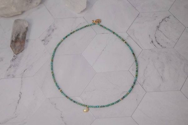 Alternate image for Moonlit Tide Turquoise and Brass Crescent Moon Necklace