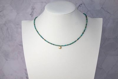 Alternate image for Moonlit Tide Turquoise and Brass Crescent Moon Necklace