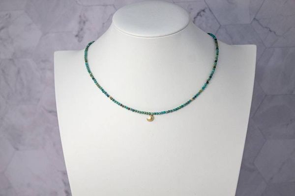 Alternate image for Moonlit Tide Turquoise and Brass Crescent Moon Necklace