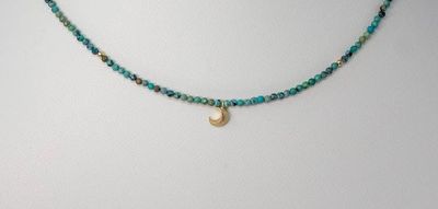 Alternate image for Moonlit Tide Turquoise and Brass Crescent Moon Necklace