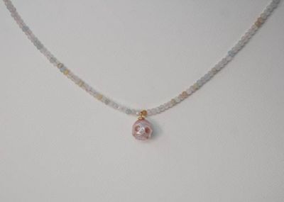Primary image for Pastel After Dark Mixed Beryl and Carved Skull Pearl Necklace