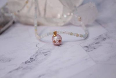 Alternate image for Pastel After Dark Mixed Beryl and Carved Skull Pearl Necklace