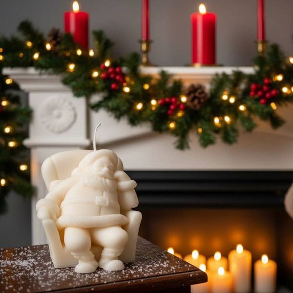 Alternate image for Handcrafted Santa Claus Candle - Decorative Christmas Holiday Wax Figure