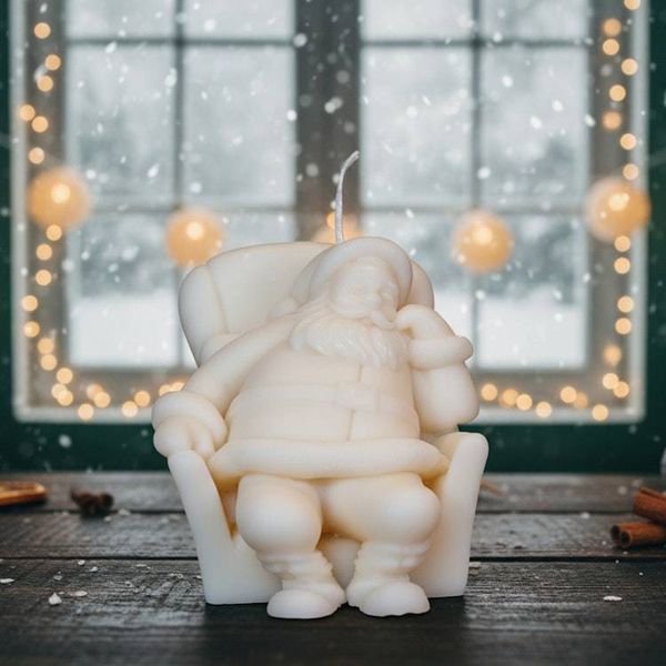 Alternate image for Handcrafted Santa Claus Candle - Decorative Christmas Holiday Wax Figure
