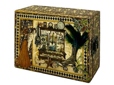 Alternate image for Handcrafted Olde Curiosity Shoppe Wooden Treasure Box Altered Paper Art Creation
